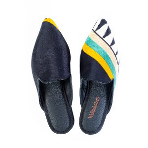 Black Stan With A Tribal Ethnic Print Mules - Black Okillids