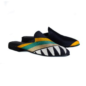 Black Stan With A Tribal Ethnic Print Mules - Black Okillids2